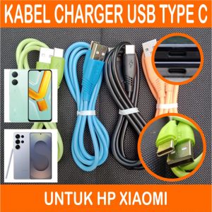 Kabel Casan 1M USB Type C untuk HP Xiaomi Mi 15 14 13 12 11 10 9 Note Pad Pro Charger Cas Ces USB-C