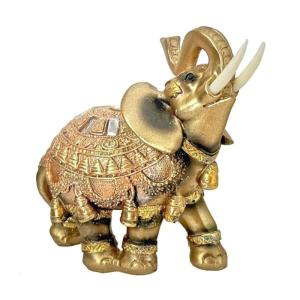 Golden Elephant Sculpture Fengshui Home Office Tabletop Decors Resins Statue For Wealth Fortune And Good Luck Ornament
