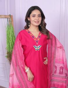 [PRE-ORDER] Size M to 3XL Viscose Denting Kurti (With Cotton Lining) with Pant and Dupatta ~ Delivery Lead Time : 10 days