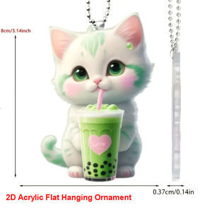[Faster YG] 1pcs phẳng 2D dễ thương Kitten gương chiếu hậu Mặt dây chuyền xe treo trang trí xe Phụ kiện trang trí quà tặng cho phụ nữ người đàn ông trang trí