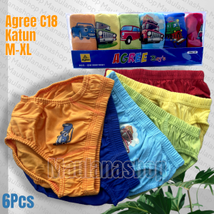 CELANA DALAM AGREE C18 CD ANAK BAHAN KATUN ISI 6 PCS SIZE M-XL HARGA LUSINAN