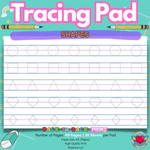 KIDS TRACING PAD free pencil (Name Alphabet Shape Number Lines) 40 Pages / 20 Sheets per Pad Wholesale | Rabah Up Store