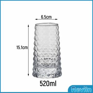 R.E. แก้วทรงสูงเหลี่มเพชร แก้วเนื้อใส แก้วนม กาแฟ หมาะกับเครื่องดื่มเย็น เรียบหรู 520ml Glass cup