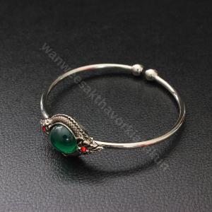 กำไลบ่วงพญานาคฝั่งพลอย ขนาดฟรีไซส์ ชุบทองคำ 24k เนื้อทองเหลืองแท้ กำไลพญานาค พญานาคบ่วง