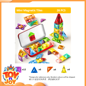 [Toy N Joy] Mini Magnetic Tiles Colorful Educational Toy for Kids Portable and Easy to Carry Screen-Free Entertainment Supports STEM Learning