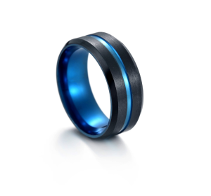 Stainless steel men electroplated two-color rings