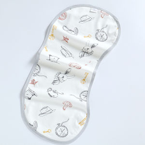Cartoon Waterproof Newborn Burp Towel Long Shoulder Pad Soft Cotton Baby Bibs with Snap Button 25*55cm