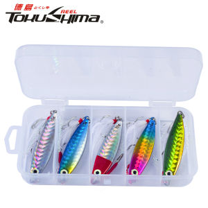 5Pcs Boxed Laser Jigging Lead 3D Eyes 7g/10g/15g/20g Slow Jigging Trolling Sinking Minnow Metal Spoon Fishing Lure