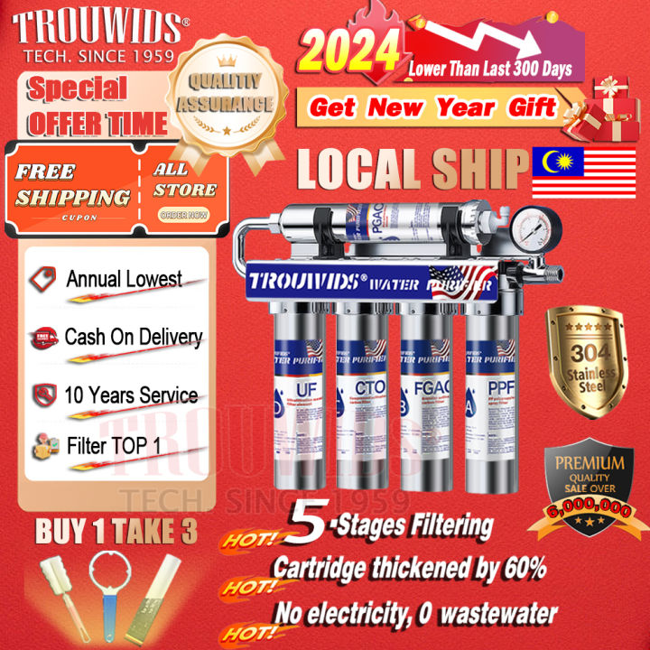 TROUWIDS Water Filter Drinking Water 5Stages Water Purifier SUS304