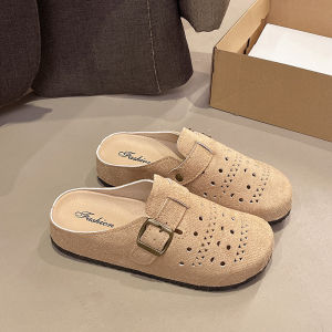 Free Shipping Retro-Style Women’S Slippers With Inner Height-Increasing Insoles New Autumn Fashion Thick-Soled And Made Of Suede
