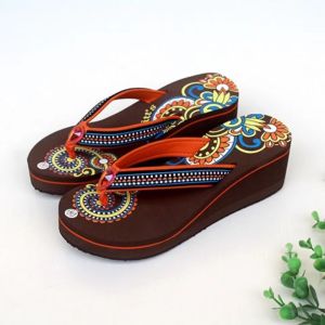 [Free Shipping] WomenS Ethnic-Style Flip-Flops Summer Thick-Soled Wedge Sandals Non-Slip Beach Sandals For Women