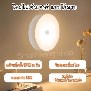 ไฟเซ็นเซอร์อัตโนมัติ ไฟกลางคืน ไฟไร้สาย ไฟ LED หลอดไฟอัจฉริยะ ทรงกลม แสงขาว แสงวอร์มชาร์จไฟUSB