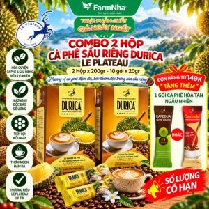 (Combo 2) Cà Phê Sầu Riêng Hòa Tan DURICA Le Plateau Hộp 200g 10x20g - Hương Vị Sầu Riêng Thơm Ngon