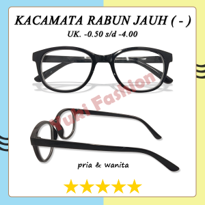 COD - Kacamata Lensa Minus (-) U.K -0.50 s.d -4.00 Pria Wanita Rabun Jauh Glasses Frame Hitam Tebal Import Murah Kacamata Fashion Minus Jarak Jauh Model Terbaru Korean Design Bingkai Oval Full Rim Untuk Baca Jarak Jauh Super Fokus