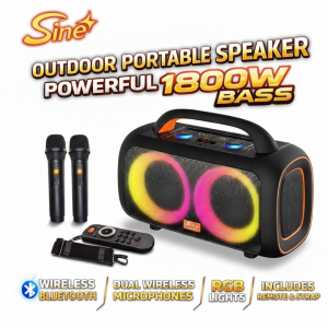 ZQS L-19 Super Bass Bluetooth Speaker RGB LED Portable Karaoke Party Speaker with 2 Wireless Microphones Outdoor DJ Sound System