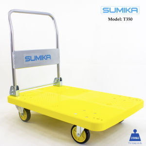 Xe đẩy hàng sàn nhựa S.UMIKA T350 - Khung thép tay cầm gấp mở tiện lợi tải trọng 350kg