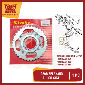 Gear Belakang GL 100 36T (KIYOKO) Gigi Tarik Ger Gir Roda Belakang Rear Sprocket Honda GL 125 CB 100