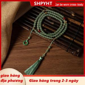 [COD] SHPYHT Giao hàng địa phương Trung Quốc Phong Cách Dài Màu Xanh Lá Cây Hạt Vòng Cổ Phật Thiền Màu Xanh Lá Cây Pha Lê Vòng Cổ Dài Tua Chokers Đồ Trang Sức Quà Tặng