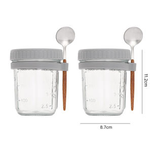 Nipiin Portable Oatmeal Cup Thickened Glass Breakfast Cup With Spoon Airtight Sealed Overnight Oats Jars Reusable Food Storage Container For Yogurt Cereal Fruit Salad Meal Prep On‑the‑go Leak‑Proof Oatmeal Container