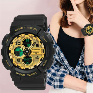 SANDA Top Luxury Fashion Woman Men Sports Watches Mens G style LED Digital Military Waterproof Watch Dual Display Women Clock