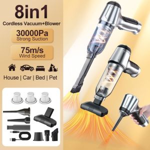 8-in-1 wireless car vacuum cleaner 30000Pa blower with air compressor multifunctional car/home/bed/ dry and wet cordless vacuum cleaner