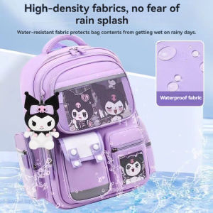 Sanrio Kuromi Children School Bags Kids Bag Backpack Student Schoolbag Cute Rabbit Cute Princess Kuromi Style Burden-Reducing Schoolbag Elementary School Students large capacity