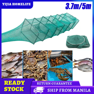 【Ready Stock】3.7M/5M Portable Automatic Folding Umbrella Trap Type Fishing Net Crab Crayfish Lobster Catcher Live Trap Fish Net Eel Prawn Shrimp Bait Shrimp and Crab Bait Trap Net Cage