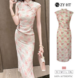 ZYHT Đầm sườn xám cổ điển Trung Quốc Mảnh mai in hoa ngọt ngào 30488