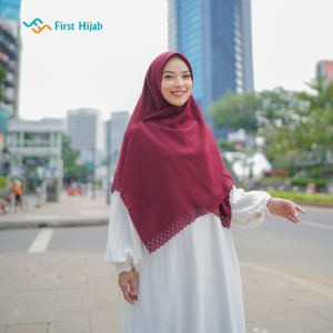 FIRST HIJAB - Rania Hijab Segiempat Cutting Laser 130x130 cm Bahan Wolfis Premium | Hijab Kantoran