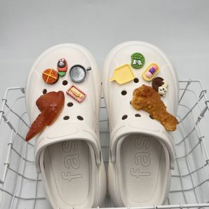 10 cái/bộ CROCS jibbitz Charms Phụ Kiện Giày chân gà và cánh thực phẩm mô phỏng đồ chơi khóa giày đồ trang trí hình hoạt hình cho CROCS