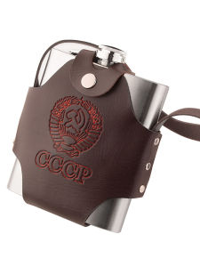 Bình rươu inox truyền thống 0.5L 18 oz bao da cá tính