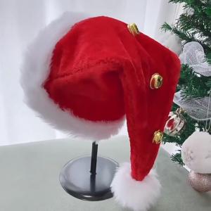 หมวกนิรภัยคริสต์มาสแคปแบบหนาเหมาะสำหรับวันหยุดพักผ่อนชุดสีสันสดใสสำหรับคอสเพลย์ซานต้าหมวกขนยาว