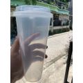 GELAS CUP (25) 700ML PLASTIK PP Inject 24OZ TUTUP BENING 12OZ 14OZ ECO FRIENDLY GELAS MINUM KEMASAN TEBAL MICROWAVE PLASTIK THINWALL + TUTUP. 
