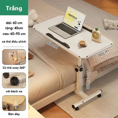 DAMIK Bàn laptop di động bàn làm việc gấp gọn thông minh có thể điều chỉnh độ cao khung sắt chắc chắn chân tròn hiện đại