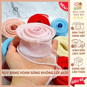 [SỈ LẺ RẺ] Ruy băng voan sóng ren bèo 4x10 tiết kiệm gói quà gói hoa nơ handmade - Hoa Sáp Nhà Bơ