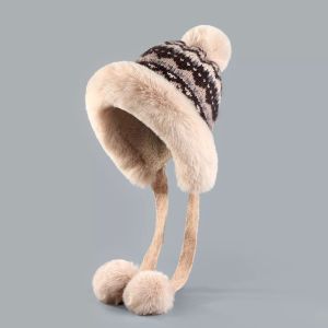 WININ Plush Winter Balaclava Hat Windproof Knitted Big Headed Cap Fashion Ear Protection Thundershirt Hat Autumn And Winter