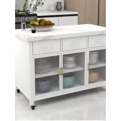 Cupboard Dining Mid Island Table Integrated With Mobile Home Marble Sideboard Cabinet Light Luxury Open Kitchen Mid High End