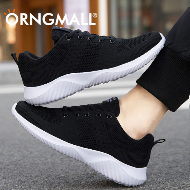 ORNGMALL Sport Shoes for Men Sneakers High Quality Casual Walking Shoes  Lace-Up Black Fashion Light Running Shoes Suitable for Daily Life and Sports  Men Sneakers Plus Size 39-48