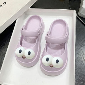 QDshop มาแรง รองเท้าแตะหัวโตตัวติดตาโต รองเท้าผญสีพื้นมีให้เลือก 4 สี  รองเท้าแตะแบบสวมพื้นนุ่มเด้งน้ำหนักเบาสวมใส่สบายใส่ได้ทุกโอกาส