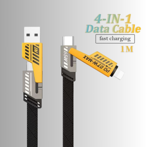 65W Super Fast Charger Type C 4 in 1 Cable for iP Android PD Super Vooc Charging Braided Kabel Quick Charge Data Sync