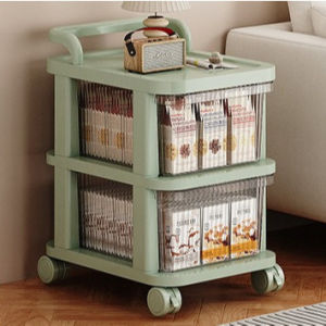 Rak Susun Penyimpanan Laci Trolley 2 Tingkat Levi Tempat Penyimpan Buku Mainan Makanan Skincare Buku Aksesoris Rak Serbaguna Dapur Kamar Ruang Tamu