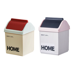 Space Saving Desktop Bin With Lid For Bedroom Living Room Kitchen Office Trash Can