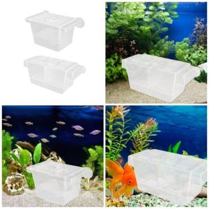 2PCS Transparent Plastic Aquarium Breeding Box with 2 Divider Suction Cup For Fish Shrimp Fry Protections And Isolation