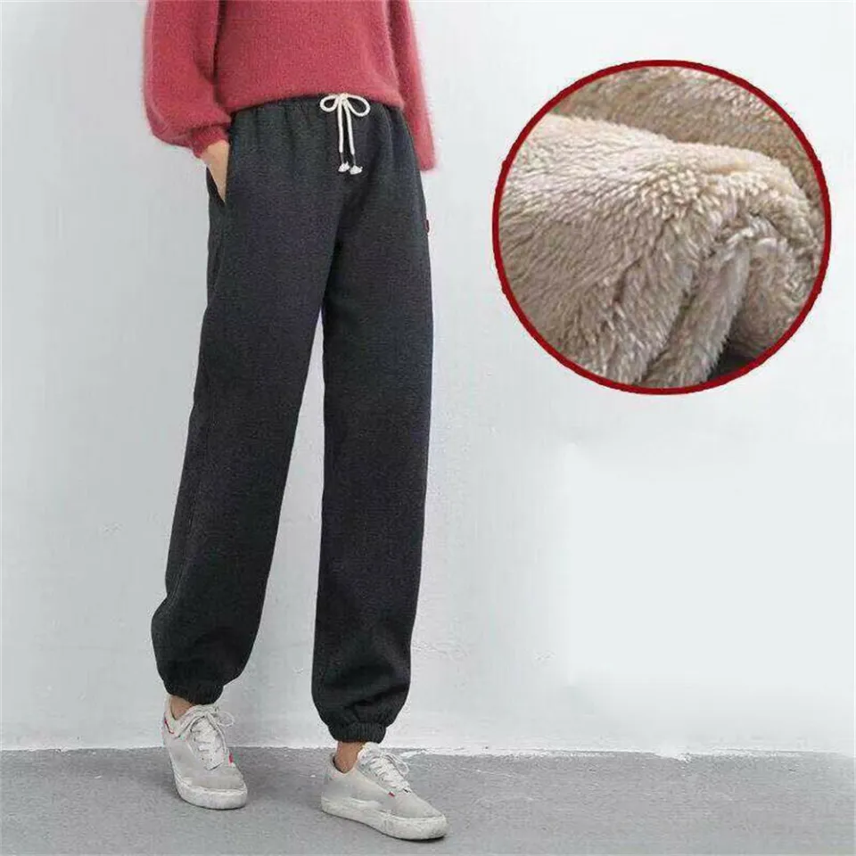 Women Pants Winter Fleece Thicken Pants Lamb Wool 