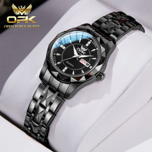 OPK 2024 Jam Tangan Wanita Asli Korea Baru Jam Tangan Kuarsa Tali Baja Tahan Karat Impor Mewah Minggu Kalender Kedap Air Bercahaya Modis Hadiah untuk Pacar