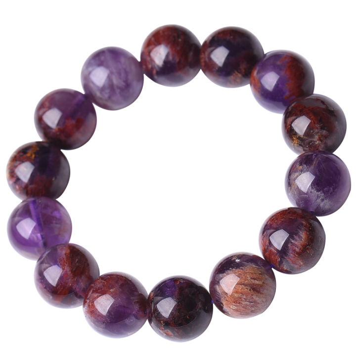 Natural Amethyst Crystal Single Circle Beaded Bracelet, 8mm Bead Diameter,  Suitable For Women's Everyday Wear | SHEIN USA