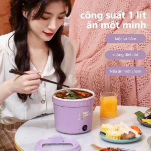 Nồi Lẩu Điện Mini Đa Năng Ca Nấu Mì Ăn Liền Cốc Ăn Lẩu Cô Đơn Dung Tích 1.5L Công Suất 500W Phủ Chống Dính Đáy