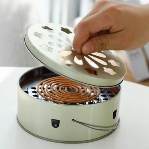 Mosquito Spiral Holder Box with Lid Fireproof Mosquito Coil Burner Safe Windproof Mosquito Repellent Tray Incense
