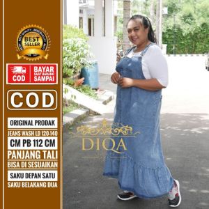 Overall Jumbo Wanita 4XL Dila Overall Jeans Denim Rempel Snow Jumpsuit Jeans Lepis Terbaru
