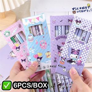 QFV5F 6PCS คุโรมิเมโลดี้ ปากกายางลบความร้อน อินส์ หมึกสีฟ้า ปากกาเจลลบได้ น่ารักน่ารักๆ ความงามสวยงาม ปากกากลาง0.5มม. สำหรับนักเรียน